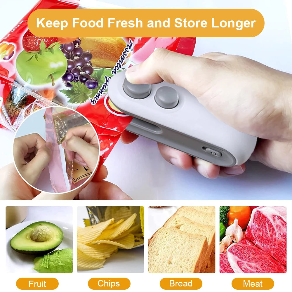 Compact Handheld Heat Bag Sealer for Food Packaging - Easy Plastic Sealing Solution