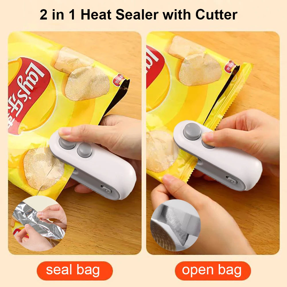 Compact Handheld Heat Bag Sealer for Food Packaging - Easy Plastic Sealing Solution