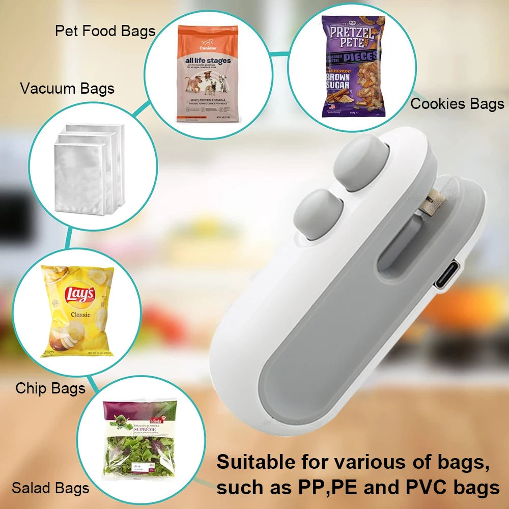 Compact Handheld Heat Bag Sealer for Food Packaging - Easy Plastic Sealing Solution