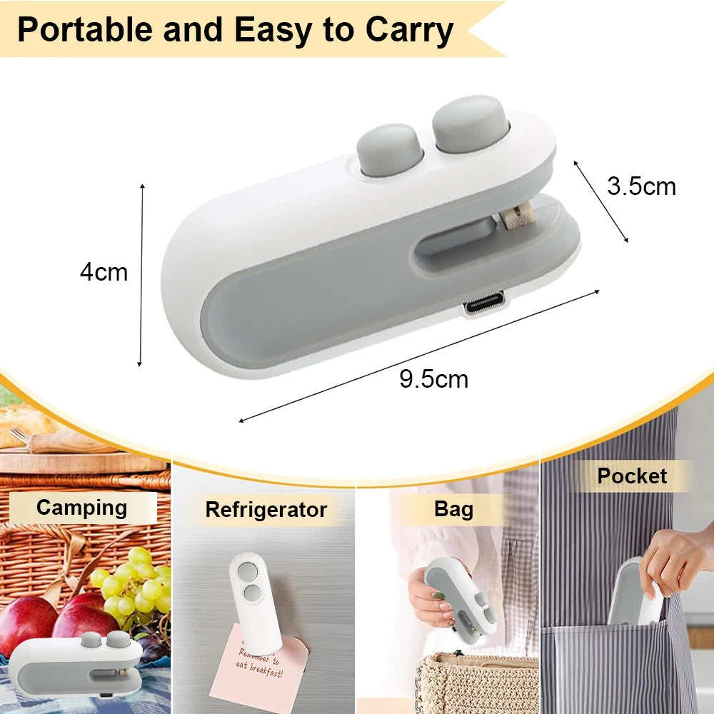 Compact Handheld Heat Bag Sealer for Food Packaging - Easy Plastic Sealing Solution