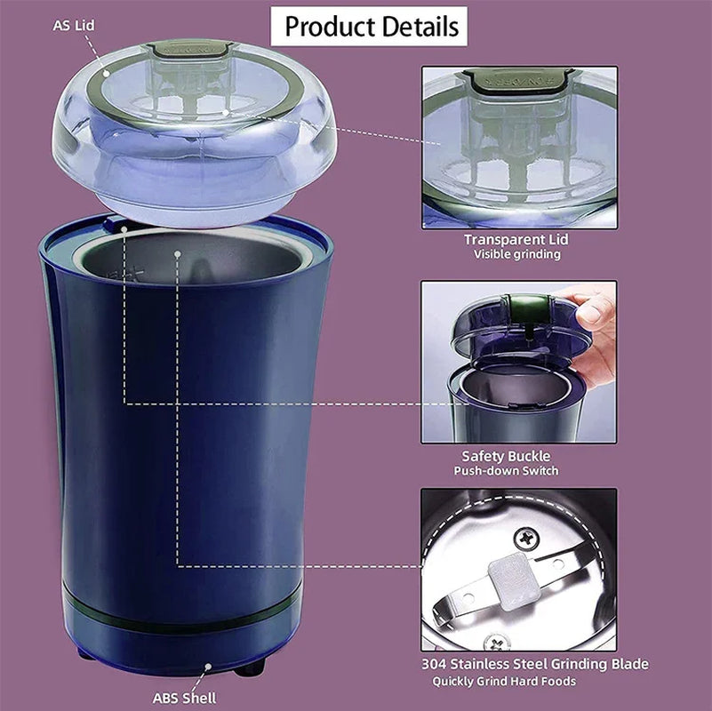 Small Electric Grinding Machine - Perfect for Coffee Beans, Spices and Herbs